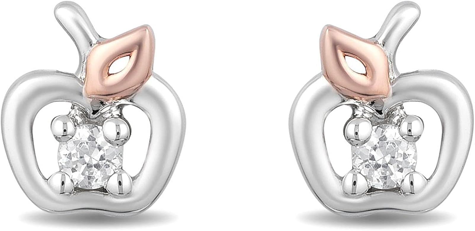 Jewelili Enchanted Disney Fine Jewelry 14k Rose Gold Over Sterling Silver White Round Diamond Acc... | Amazon (US)