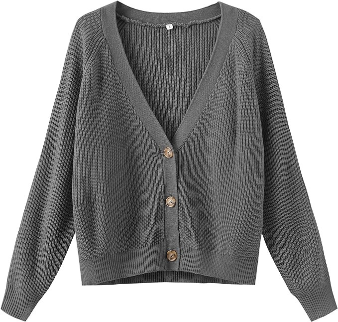TASAMO Women's Long Sleeve Knit Sweater Open Front Cardigan Button Loose Outerwear | Amazon (US)