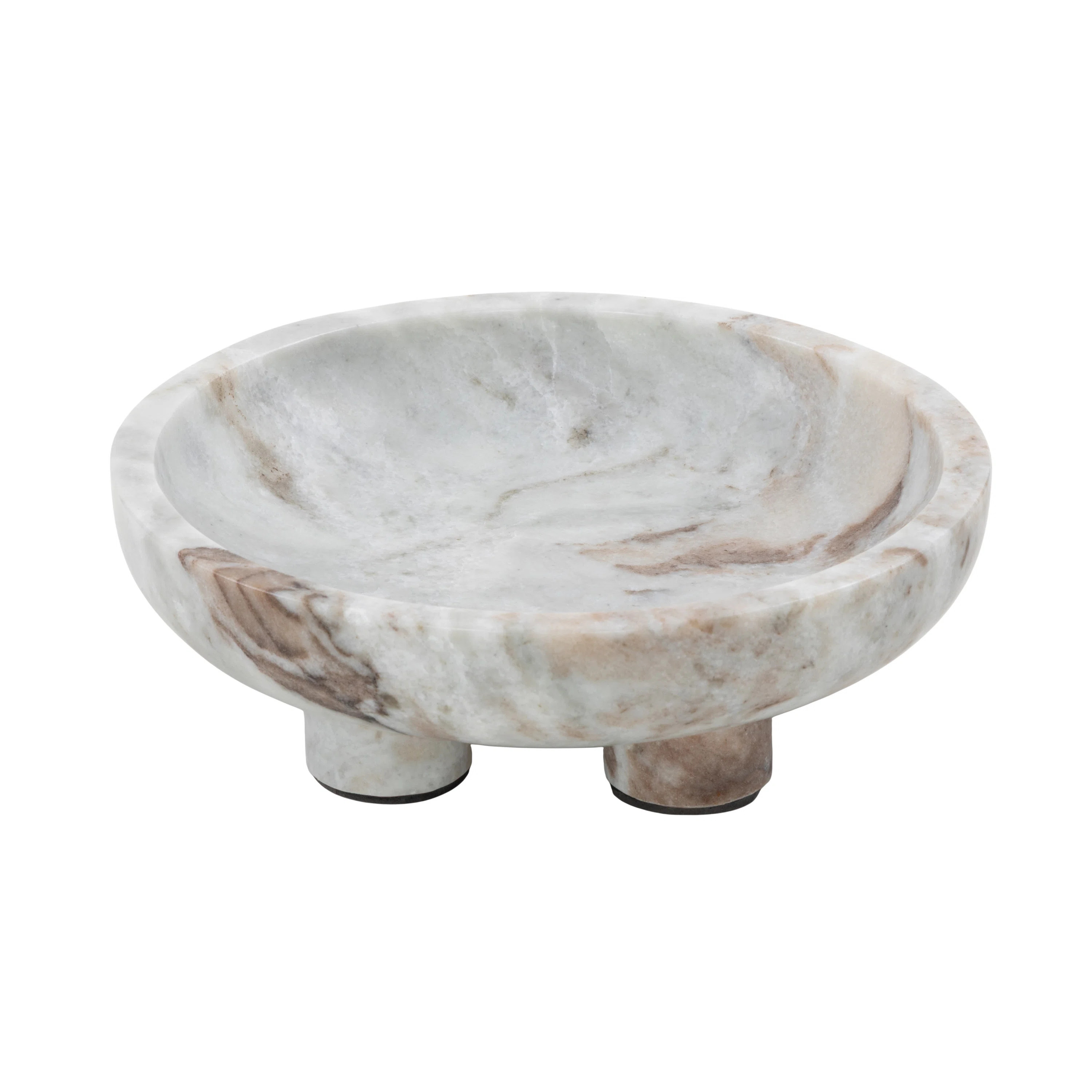 Marble Large Decorative Bowl with Swirl Pattern and Two Legs | Wayfair North America