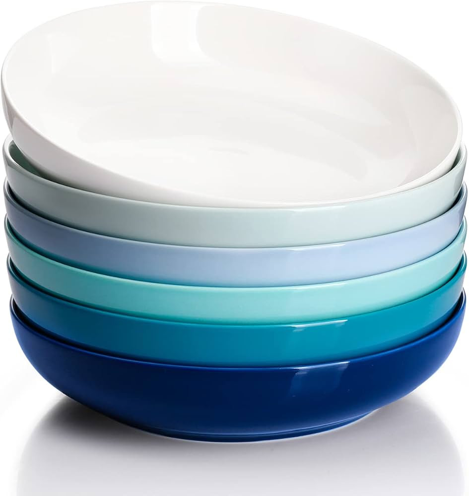 Sweese Pasta Bowls, 30 Ounce Salad Serving Bowls Set of 6, 8.4 Inch Porcelain Plates for Serving ... | Amazon (US)