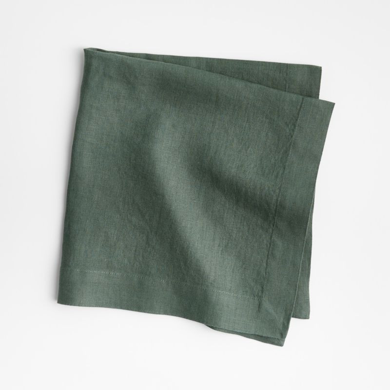 Marin Pine Green European Flax -Certified Linen Napkin + Reviews | Crate & Barrel | Crate & Barrel