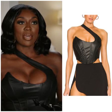 Wendy Osefo’s Black Leather Asymmetrical Confessional Corset