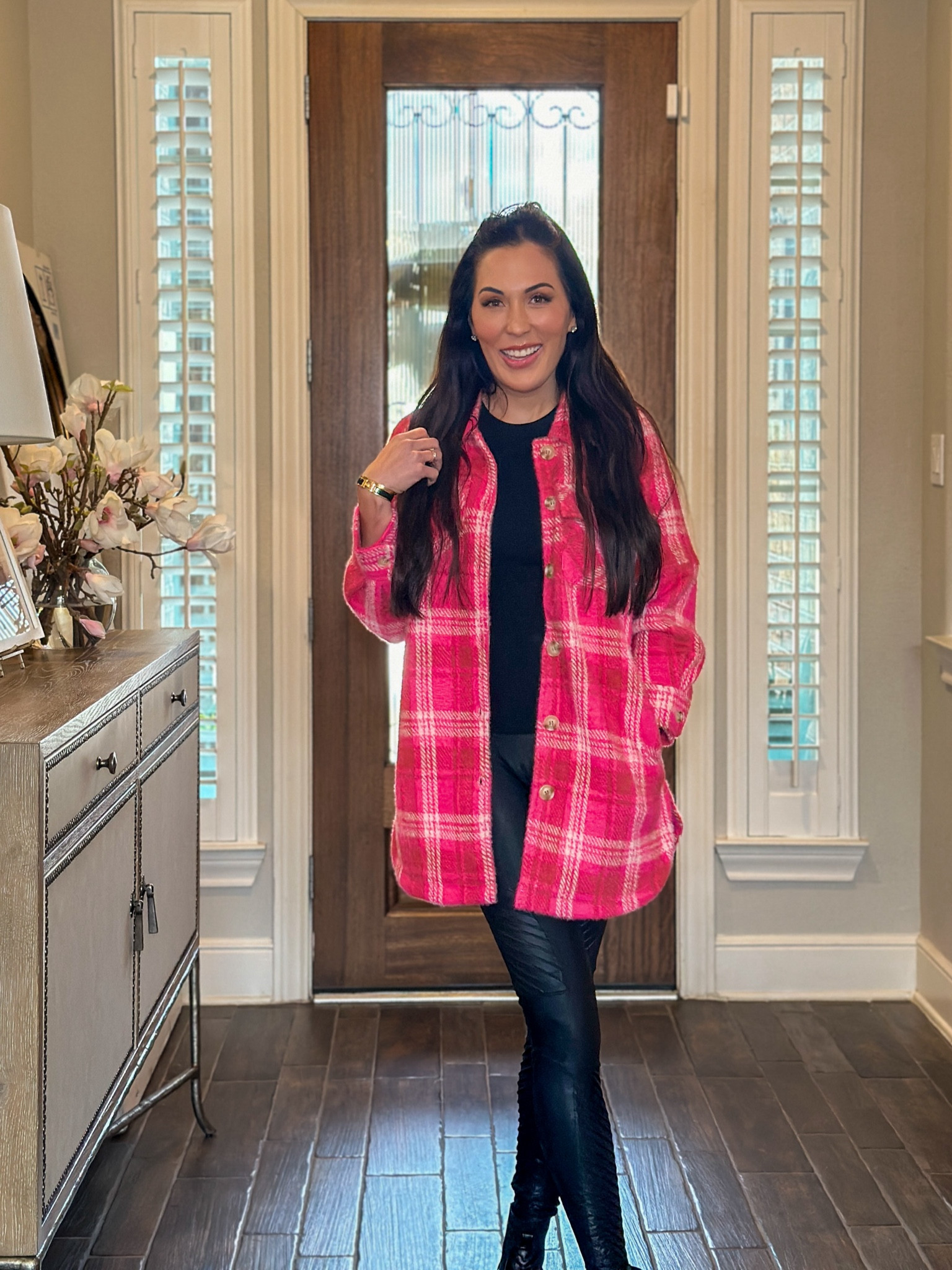 I love a good shacket for layering and this gorgeous pink plaid from Greylin is so soft and warm! Wearing a size small. 

#LTKstyletip #LTKSeasonal #LTKover40
