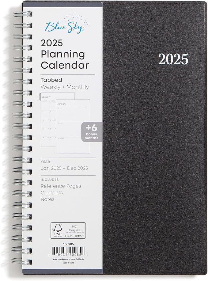Blue Sky 2025 Weekly and Monthly Planner Calendar, Includes January 2025 - December 2025, 5" x 8"... | Amazon (US)