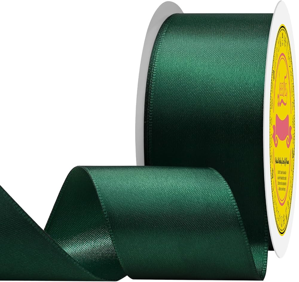 Double Face Spruce Green Satin Ribbon 1-1/2 inch X 25 Yards Polyester Green Ribbon for Gift Wrapp... | Amazon (US)