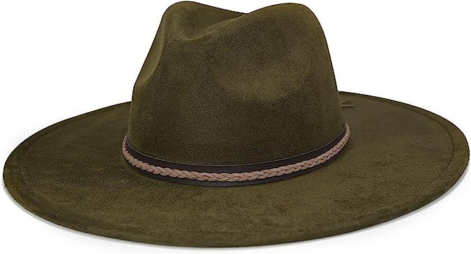 FLUFFY SENSE. Big Wide Brim Fedora Hat for Women - Nashville Outfits Western Hats Women's Felt Pa... | Amazon (US)