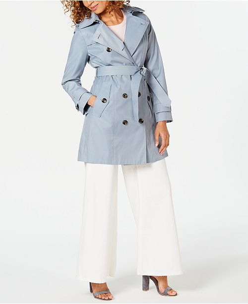 Hooded Double-Breasted Water-Repellent Trench Coat | Macys (US)
