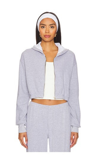 LA Made Zip Up Crop Hoodie in Grey. - size XS | Revolve Clothing (Global)