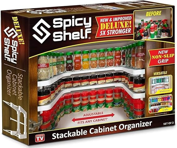 Spicy Shelf Deluxe - Expandable Spice Rack and Stackable Cabinet & Pantry Organizer (1 Set of 2 S... | Amazon (US)
