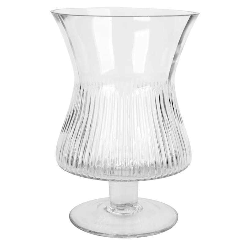 Ribbed Clear Glass Vase, 9" | At Home