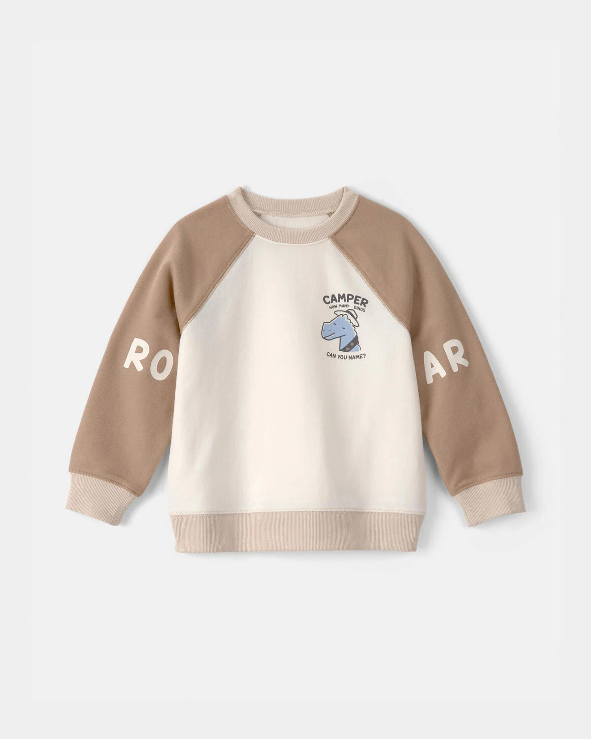 Toddler Boy Dinosaur French Terry Pullover Sweatshirt - Brown/Ivory | Carter's | Carter's Inc