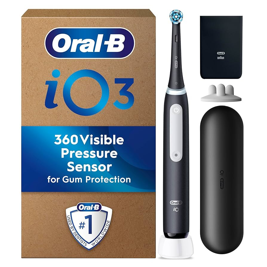 Oral-B iO 3 Matt Black Ultimate Clean Electric Toothbrush, 1 Refill Holder, 1 Charger Pouch, 1 Tr... | Amazon (UK)
