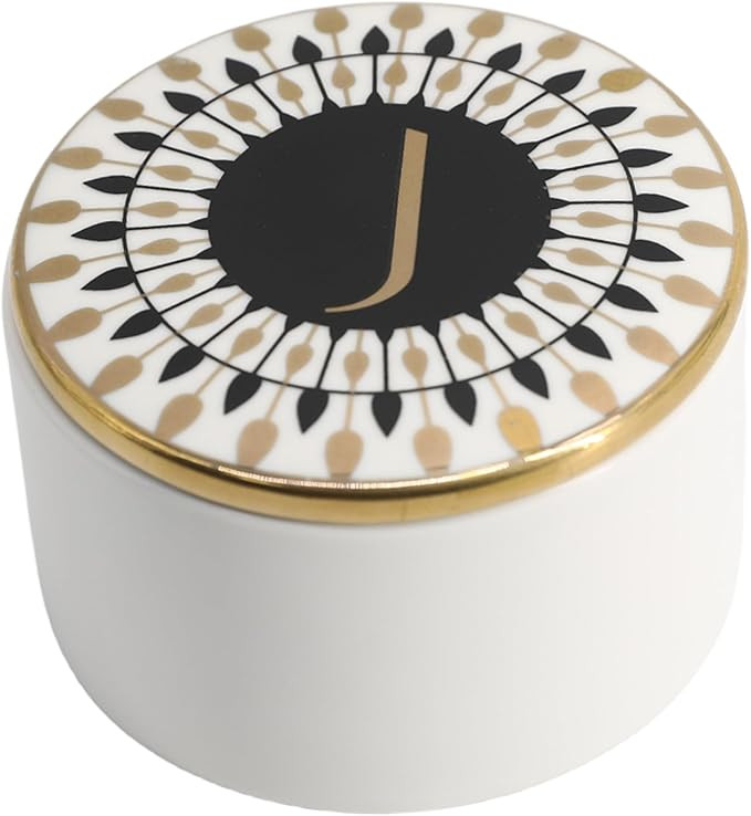COLLECTIVE HOME - Monogram Jewelry Box, Bohemian Ceramic Trinket Box, Storage for Necklace Ring B... | Amazon (US)