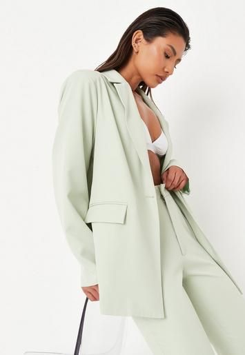 Missguided - Lime Co Ord Oversized Tailored Blazer | Missguided (US & CA)