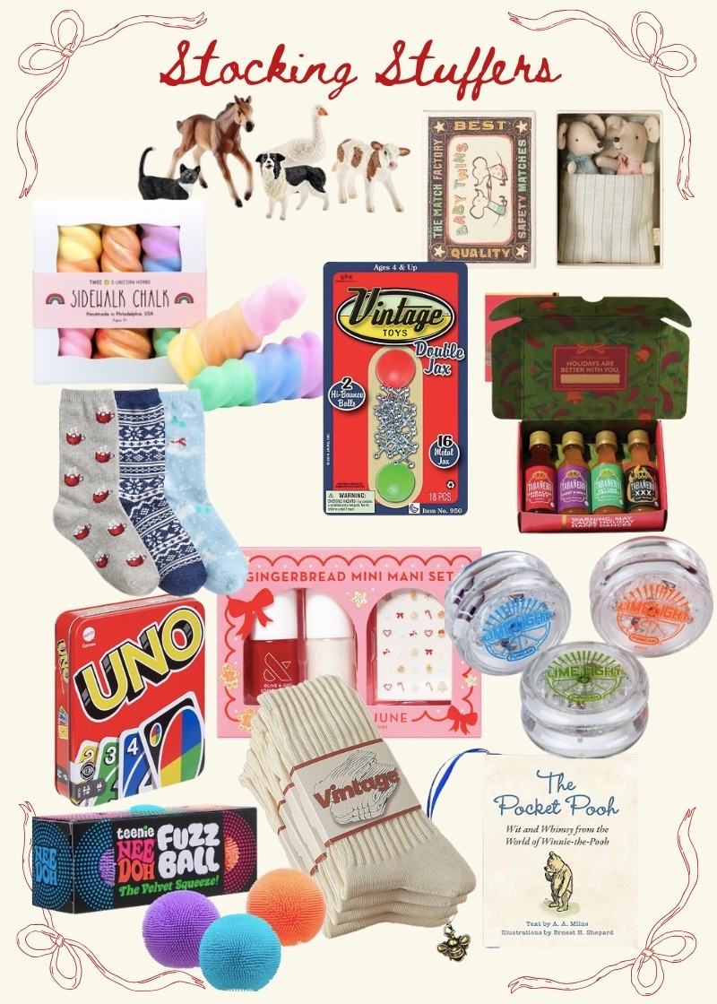 nd now for the most fun part, in my opion: the stocking stuffers!!! Of course, every stocking in our house always has some sweets, chocolate is a must, any favorite treat the kids like, and then an orange in the toe, always! I like to pick up little treasures the year long and stow them away for stockings. Here are some ideas for stocking stuffers- there’s something for everyone in the whole family!

#LTKHoliday #LTKGiftGuide #LTKSaleAlert