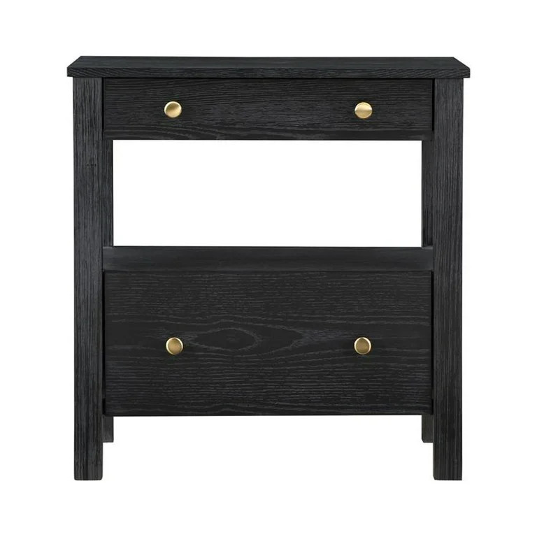 Comfort Pointe Delano Black Finish Wood 2-drawer Modern Storage Nightstand | Walmart (US)