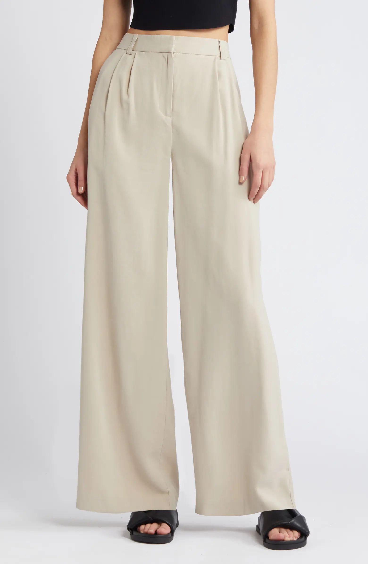 Open Edit High Waist Wide Leg Trousers | Nordstrom | Nordstrom