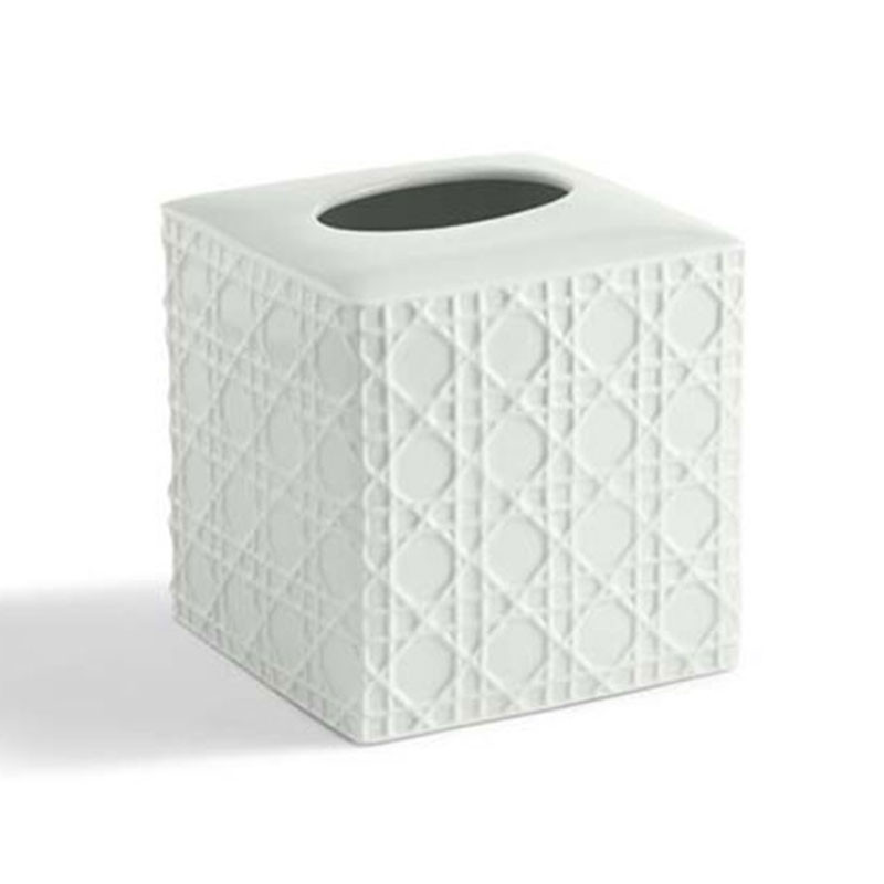 Porcelain Lattice Tissue Box - White, Ceramic | The Company Store | The Company Store