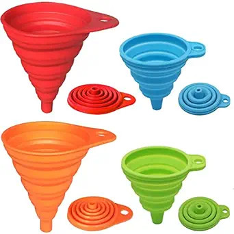 KongNai Kitchen Funnel Set 4 Pack, Small and Large, Kitchen Gadgets Accessories Foldable Silicone... | Amazon (US)