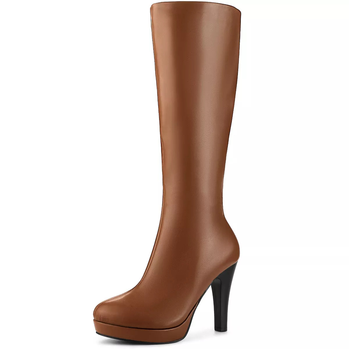 Allegra K Women's Chunky Heel Round Toe Platform Knee High Boots Brown 10 | Target