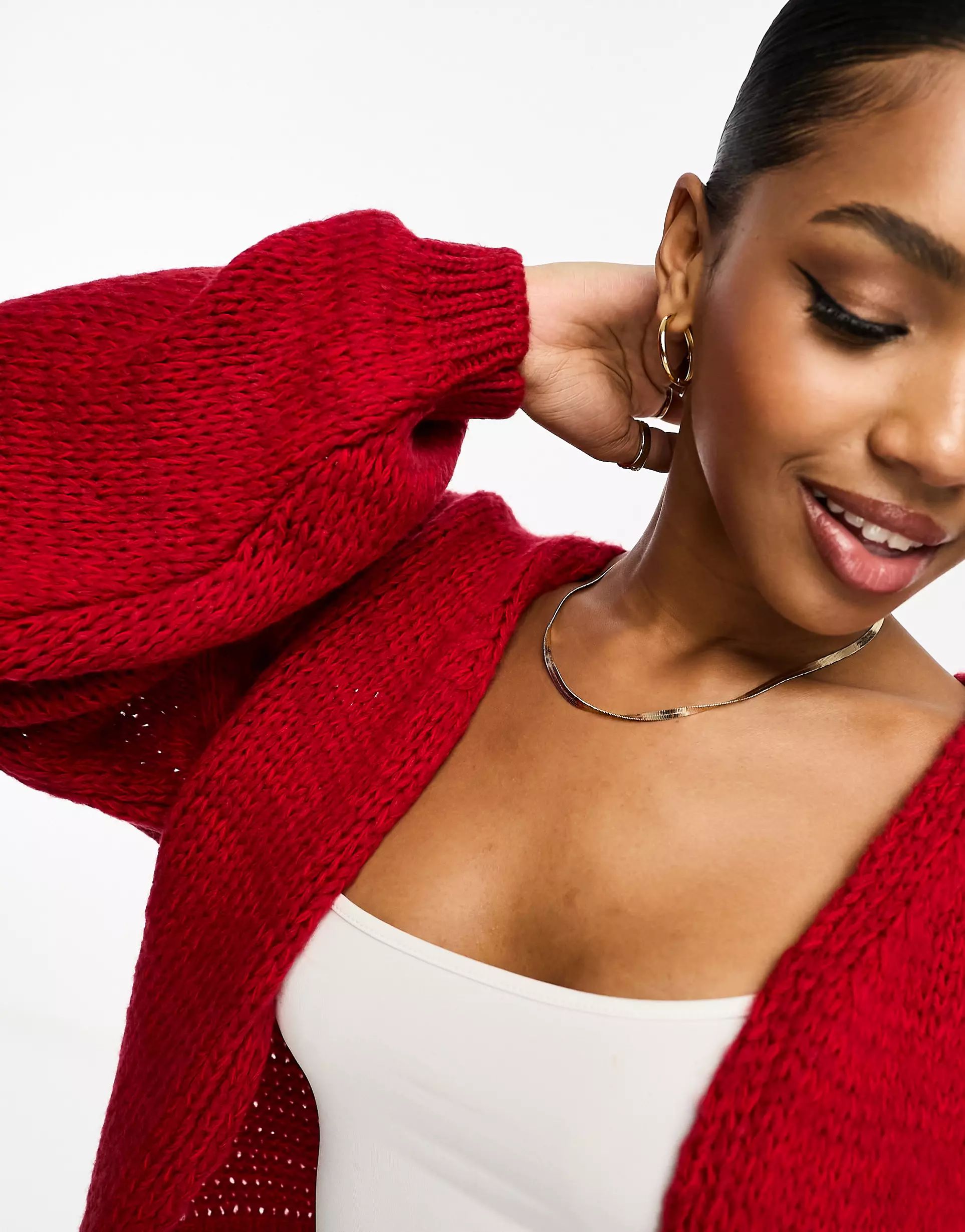 ASOS DESIGN knitted oversized cardigan in red | ASOS | ASOS (Global)