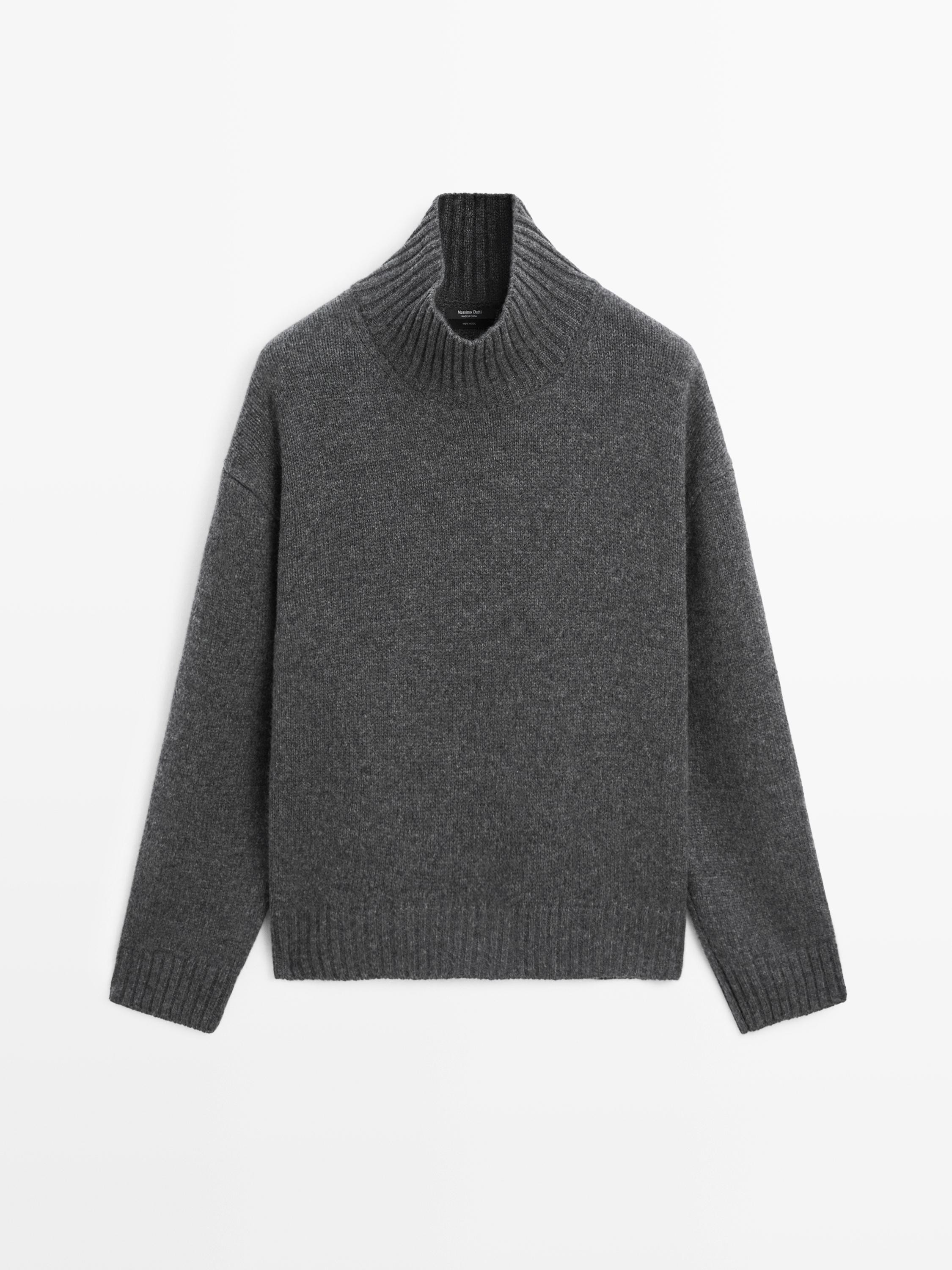 Wool turtleneck knit sweater | Massimo Dutti UK