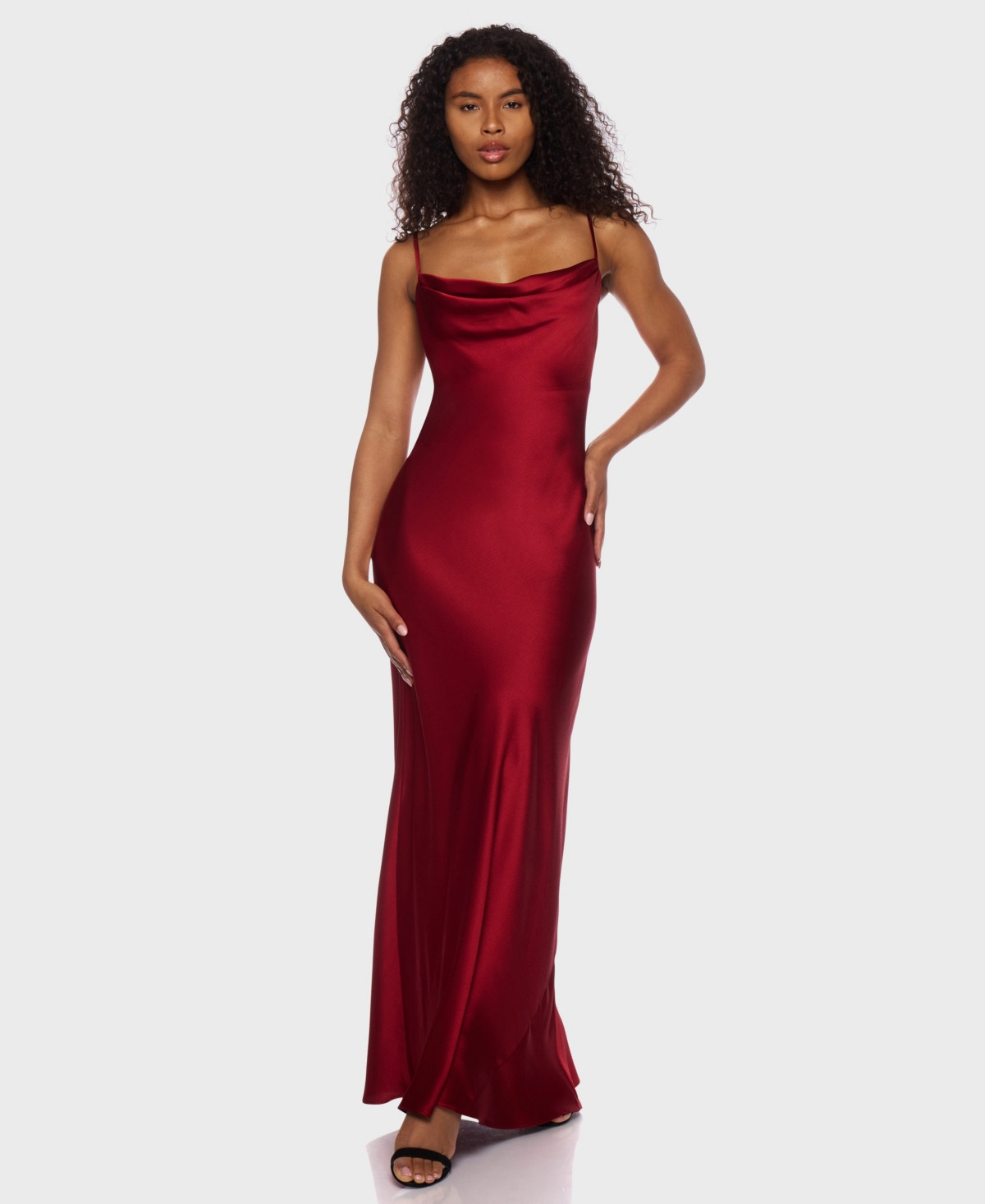 B Darlin Juniors' Sleeveless Satin Maxi Dress - Dark Red | Macy's