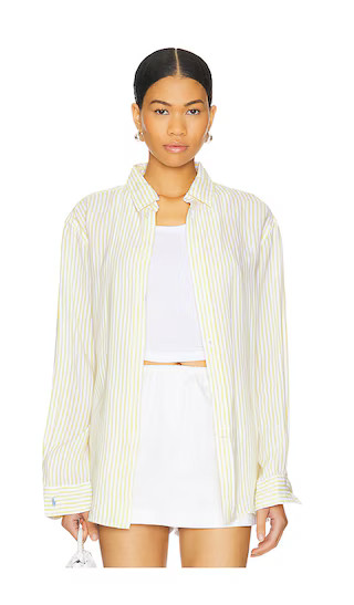 Button Front Shirt in Coastal Yellow & White | Revolve Clothing (Global)