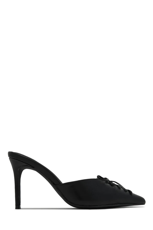 Miss Lola | Lina Black Pump Heel Mules | MISS LOLA