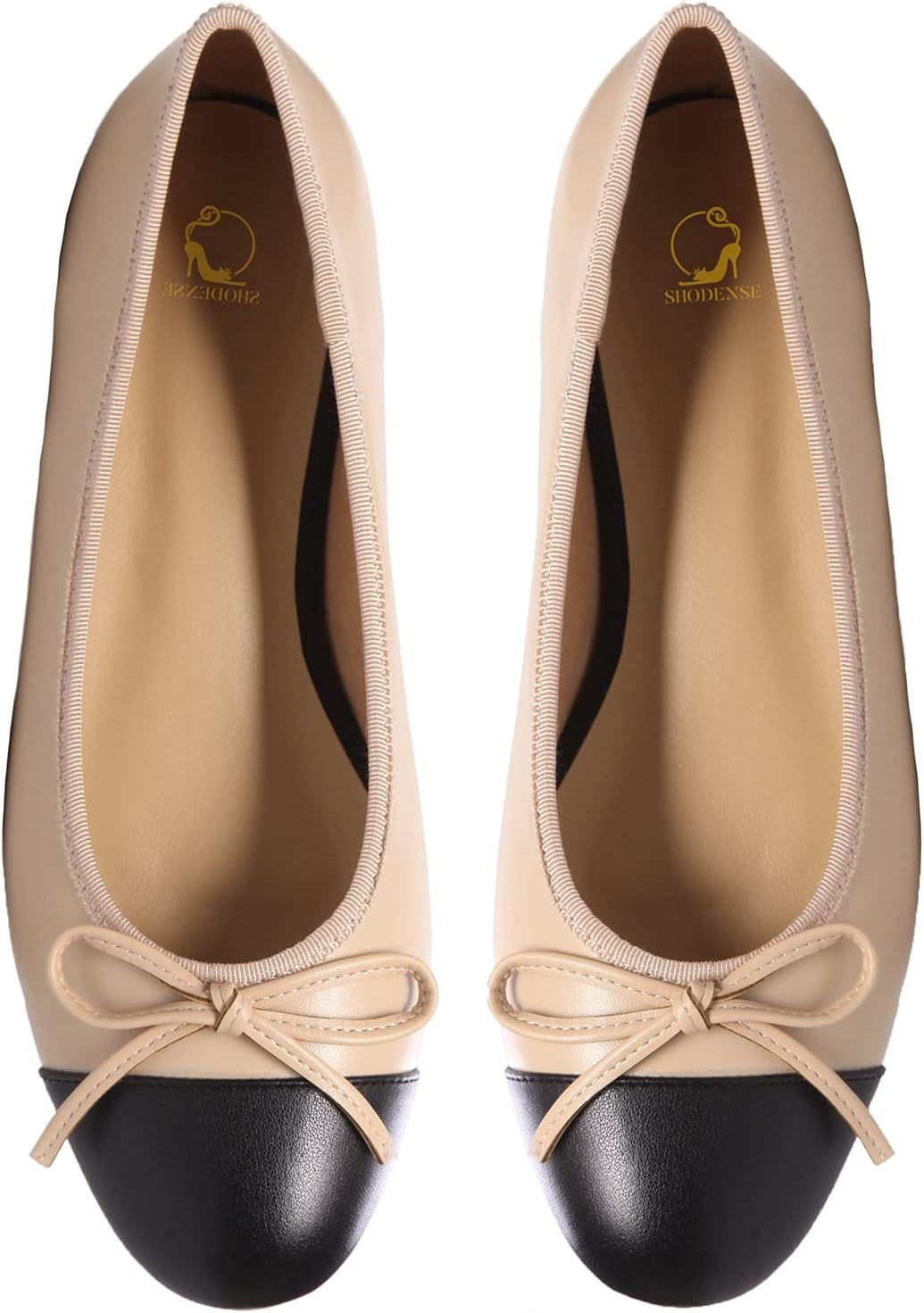 Women Cap Toe Bow Flats Two Tone Slip On Ballet Flats Comfort Closed Round Toe Flats Colorblock 1... | Amazon (US)