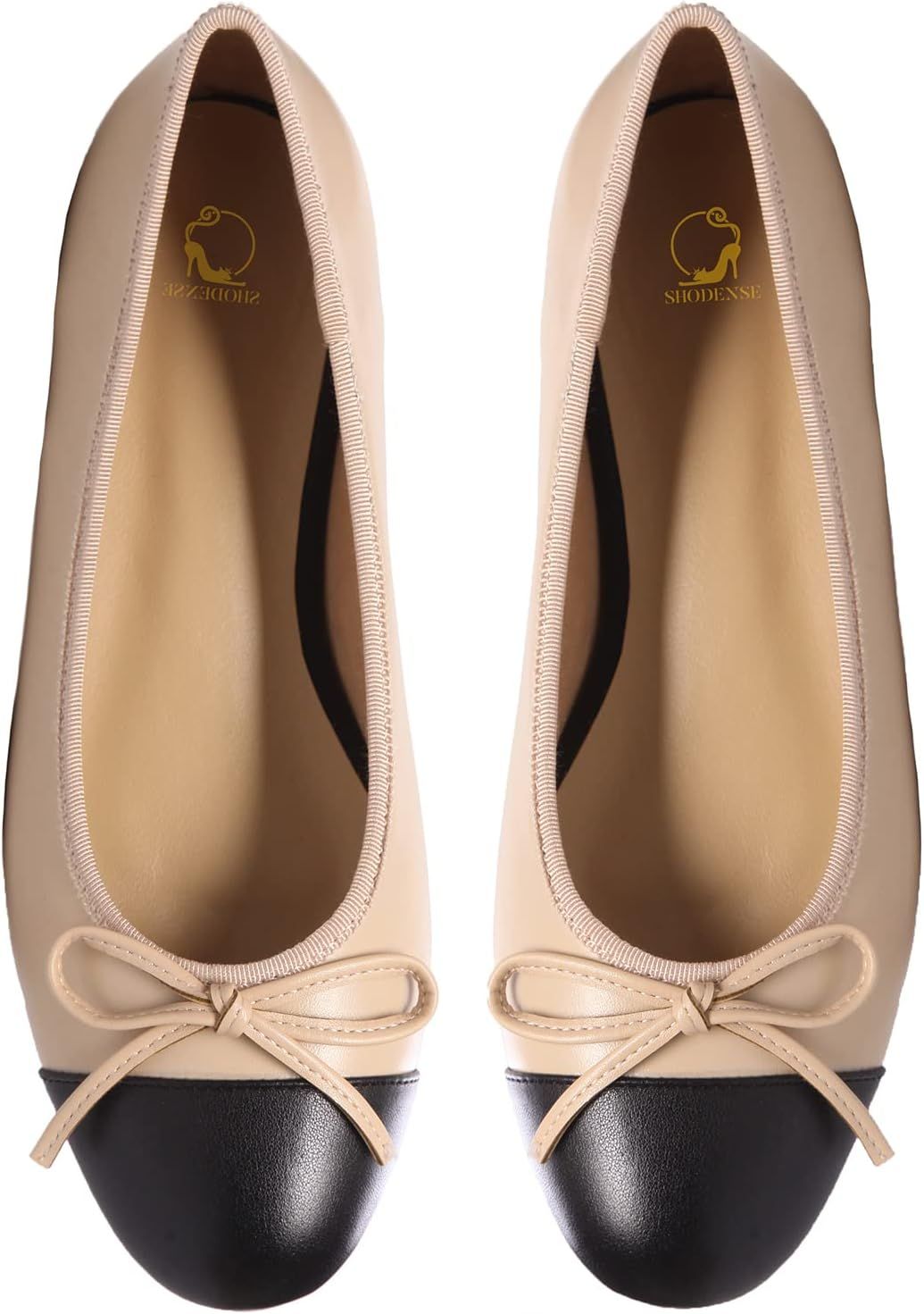 Women Cap Toe Bow Flats Two Tone Slip On Ballet Flats Comfort Closed Round Toe Flats Colorblock 1... | Amazon (US)