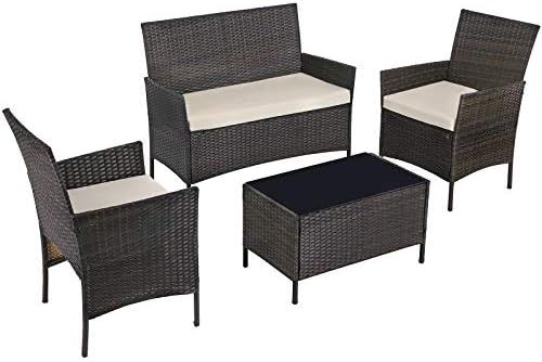 SONGMICS Patio Furniture Set, PE Wicker Outdoor Furniture, for Porch Deck Backyard Outside Use, B... | Amazon (US)