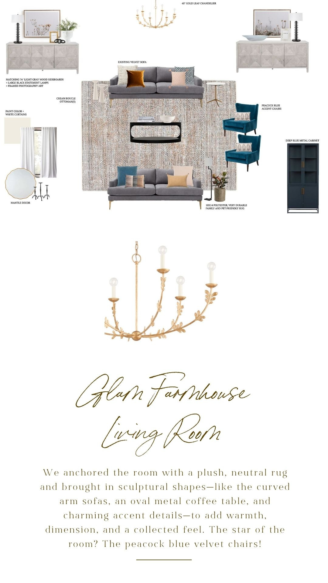 A layered living room that feels as good as it looks. We anchored it with a plush neutral rug, then brought in a curved sofa, brass lighting, and warm textures to keep things cozy but elevated. It’s a little glam, a little farmhouse, and totally livable.
#livingroominspo #glamfarmhouse #curvedsofa #cozyhome #neutralstyle #layeredliving #LTKhome 

 #LTKHome #LTKFindsUnder100