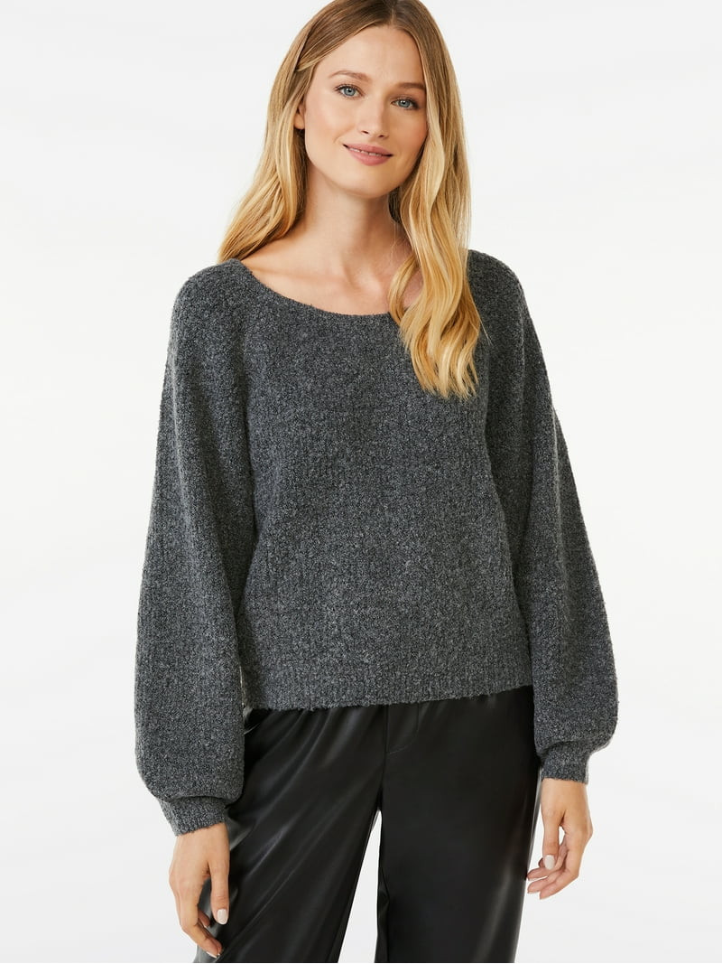Scoop Women's Boucle Knit Sweater | Walmart (US)