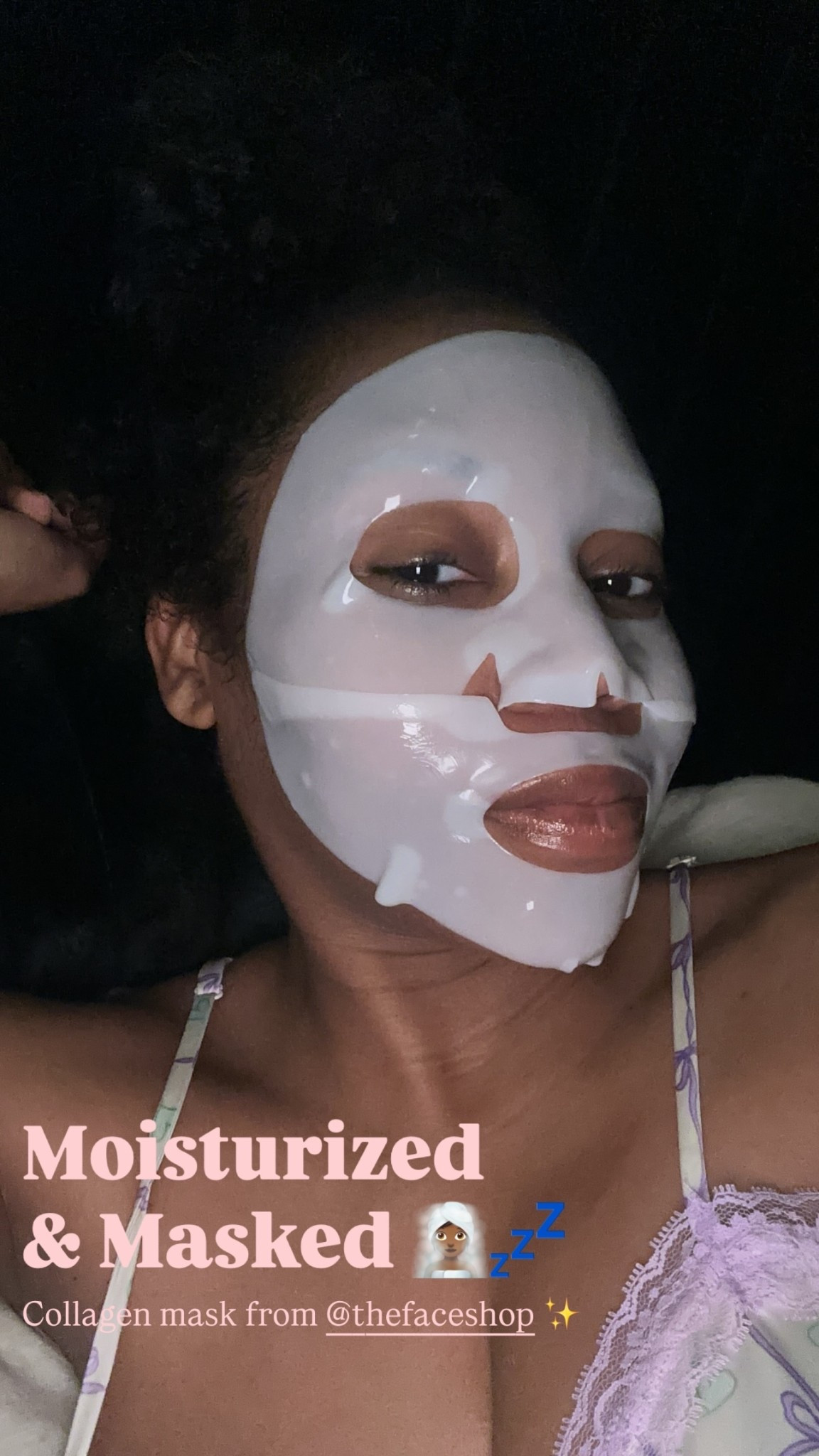 Moisturized 
& Masked 🧖🏾‍♀️💤 Collagen mask from @thefaceshop ✨

#LTKselfcare #LTKBeauty
