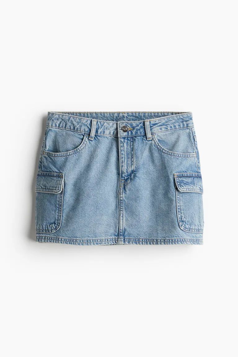 Twill Cargo Mini Skirt - Light denim blue - Ladies | H&M US | H&M (US + CA)