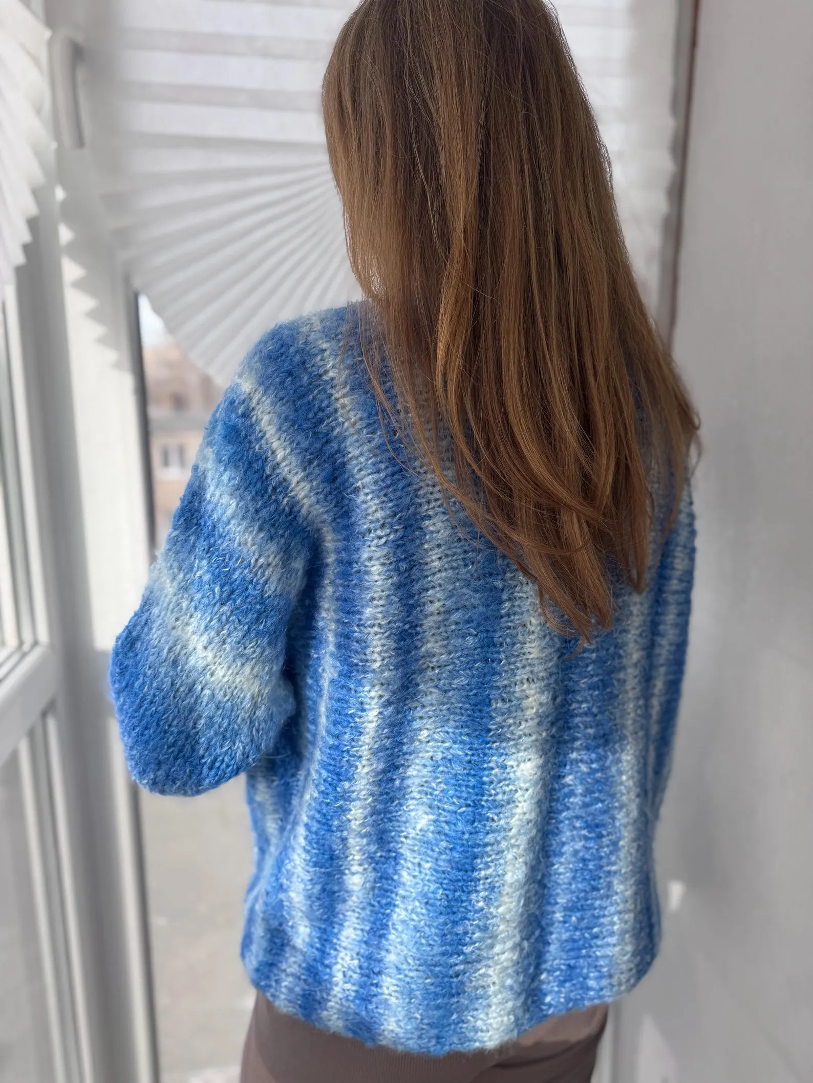Hand Knit Mohair Cardigan: Blue & White Striped Sweater, Size S/M | Etsy (Global)