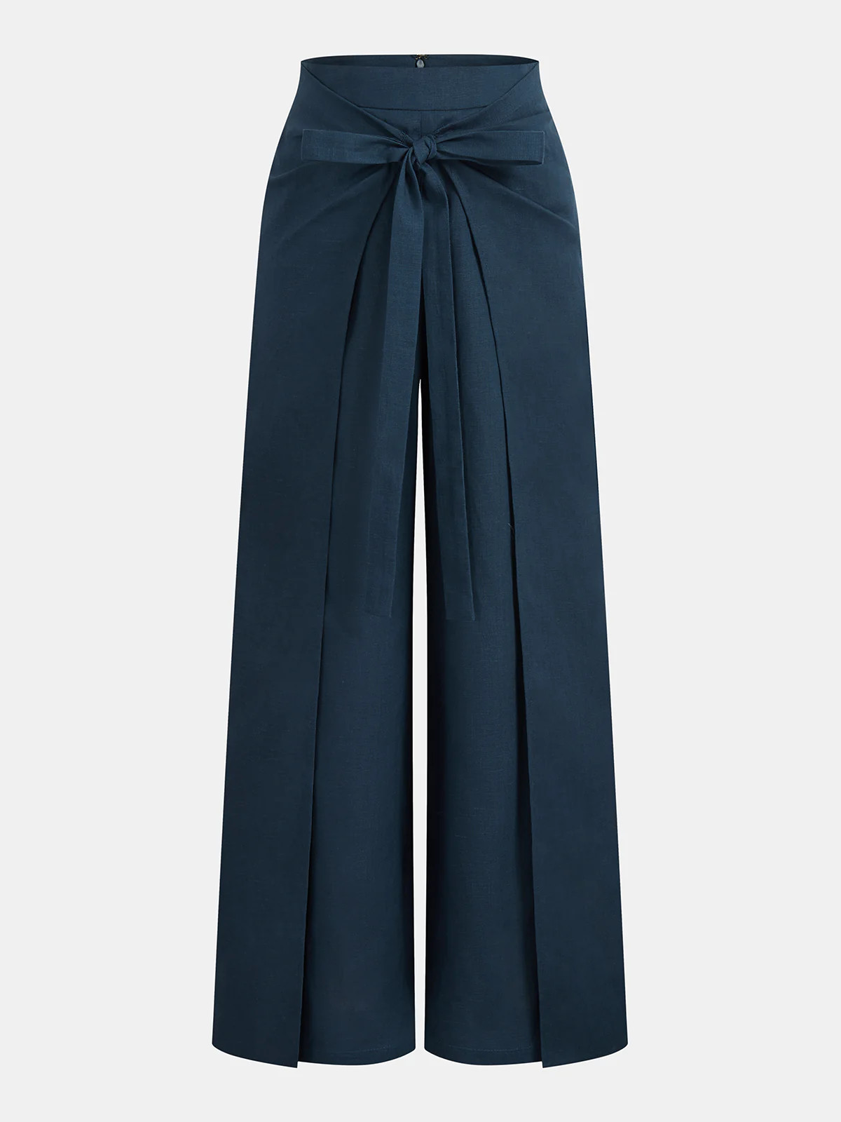 Mid-Waist Bow Wide-Leg Pants | Commense