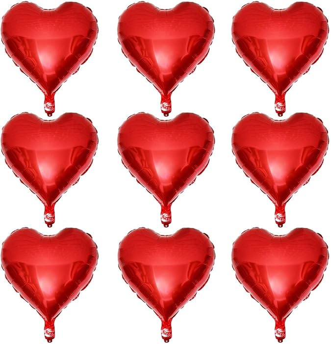 Lovoir 10 Pcs Red Heart Shape Foil Mylar Balloons 18 Inch Love Balloons for Valentine's Day Birth... | Amazon (US)