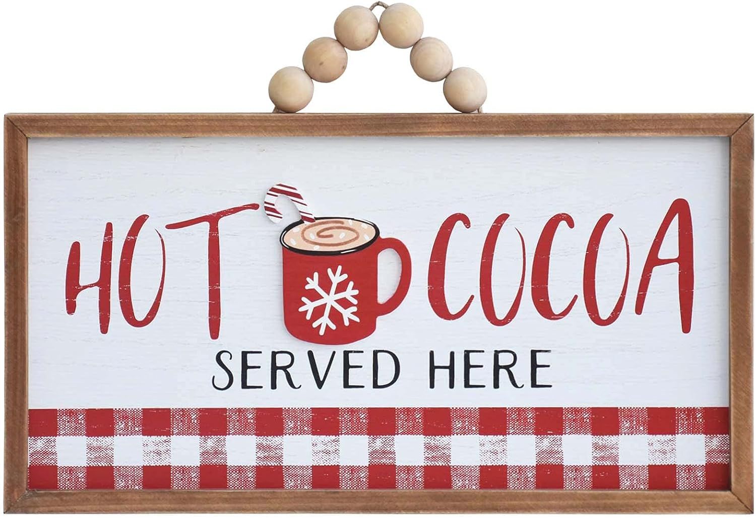 Paris Loft Hot Cocoa Sign, Wooden Hot Cocoa Served Here Hanging Sign, Wood Bead Hanger, Framed Co... | Amazon (US)