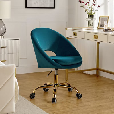 Hector Velvet  Ergonomic Swivel Office Desk Chair with Adjustable Height | Karat Home - Teal | Target