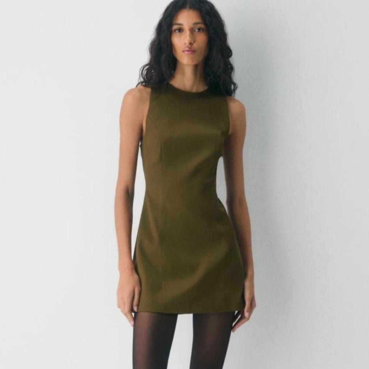 Aritzia Women's Dress - Khaki/Green | Depop US