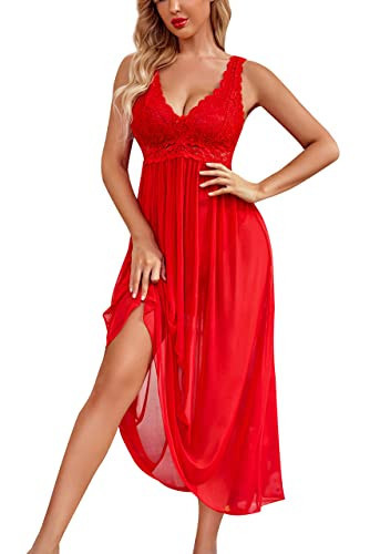 Avidlove Christmas Red Women Lace Babydoll Lingerie for Bride Mesh Chemise Lingerie Nighty | Amazon (US)