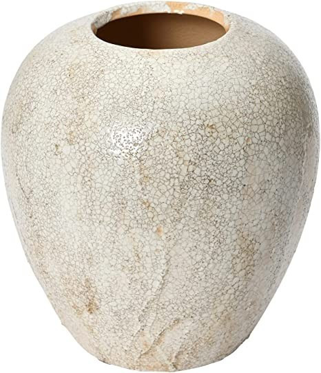 Creative Co-Op Stoneware, Distressed Cream Crackle Glaze Vases, 8" L x 8" W x 8" H | Amazon (US)