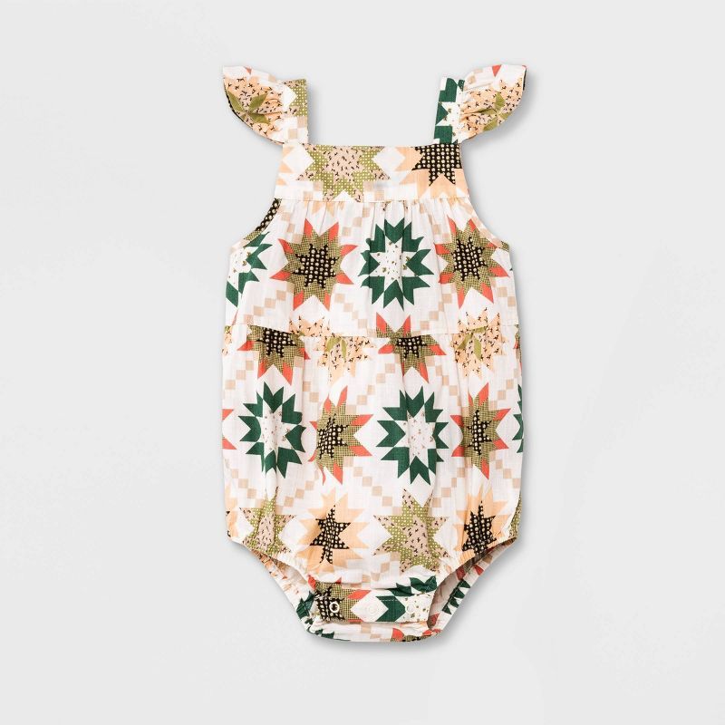 Baby Girls' Floral Quilt Romper - Cat & Jack™ Cream | Target