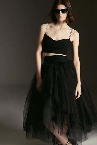Belted High Low Tulle Skirt | Debenhams UK