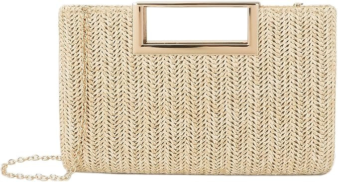 Womens Straw Woven Clutch Handmade Weaving Shoulder Bag Purse for Wedding Prom Party | Amazon (US)
