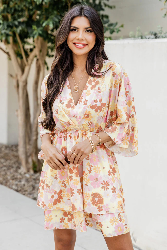 See You Soon Retro Floral Printed Mini Dress | Pink Lily
