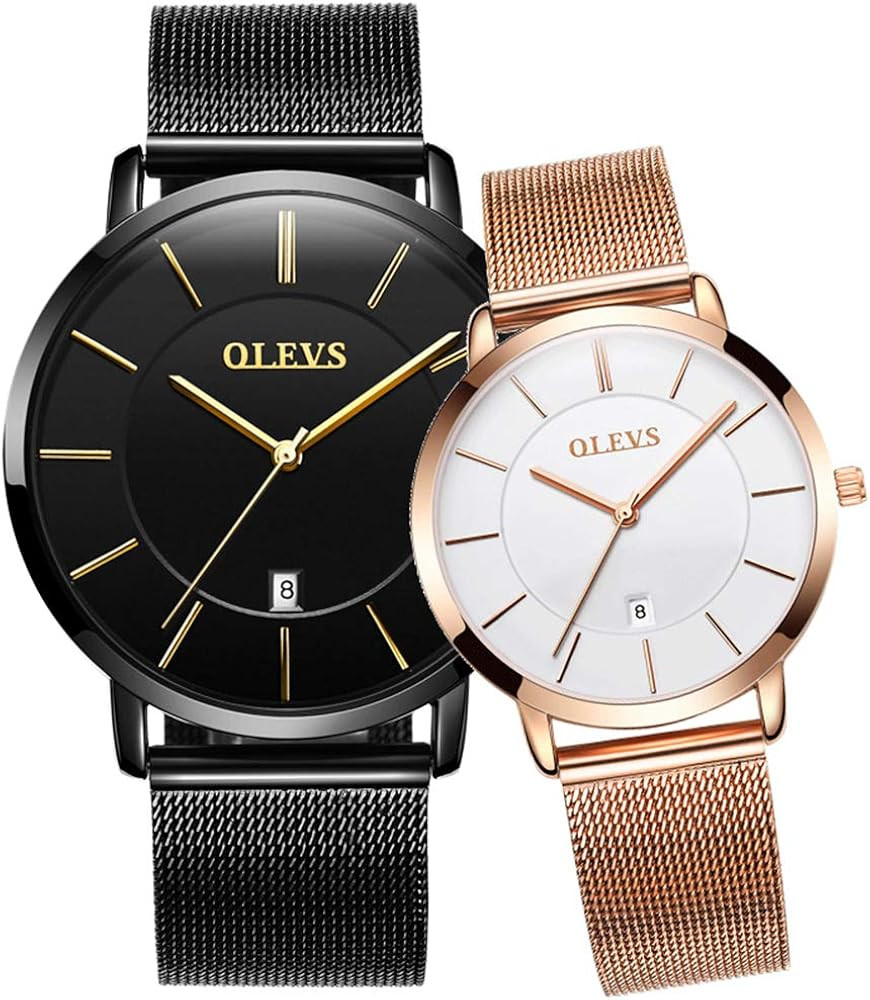OLEVS His & Hers Watches Couple Watch for Men Women Pair Matching Wristwatch Quartz Analog Dial L... | Amazon (US)
