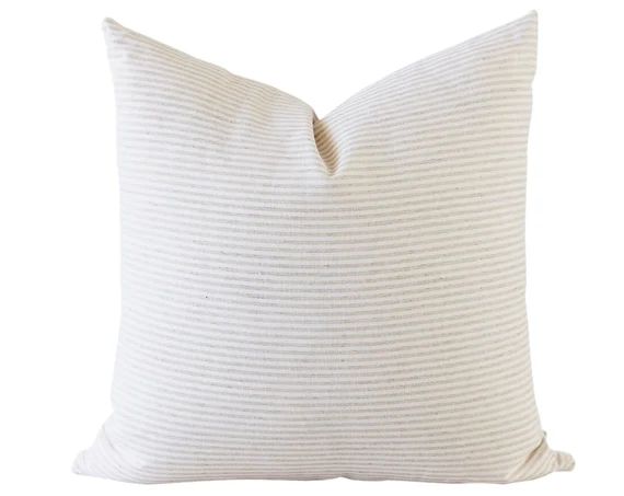 Linen Stripe Pillow Cover, Neutral Pillow Cover 20x20, Beige Pillow Cover, Tan Striped Pillow Cov... | Etsy (US)